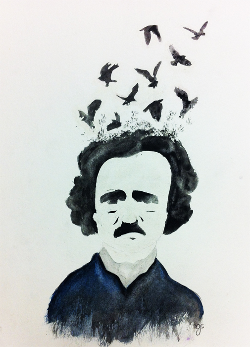 Nevermore watercolor on paper 9" x 12"