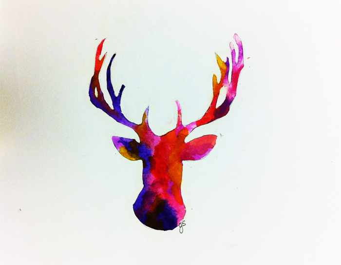 Oh, Deer watercolor on paper 12" x 9"