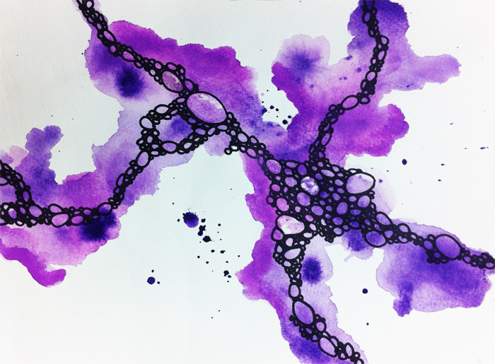 Purple Pebble Path watercolor on paper 12" x 9"