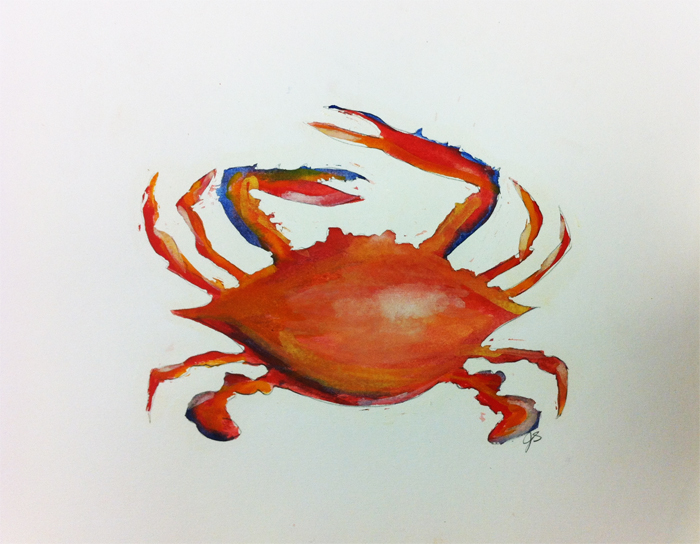 Red Crab watercolor on paper 12" x 9"