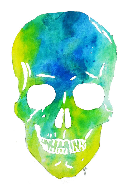 Skullwatercolor on paper  9" x 12"