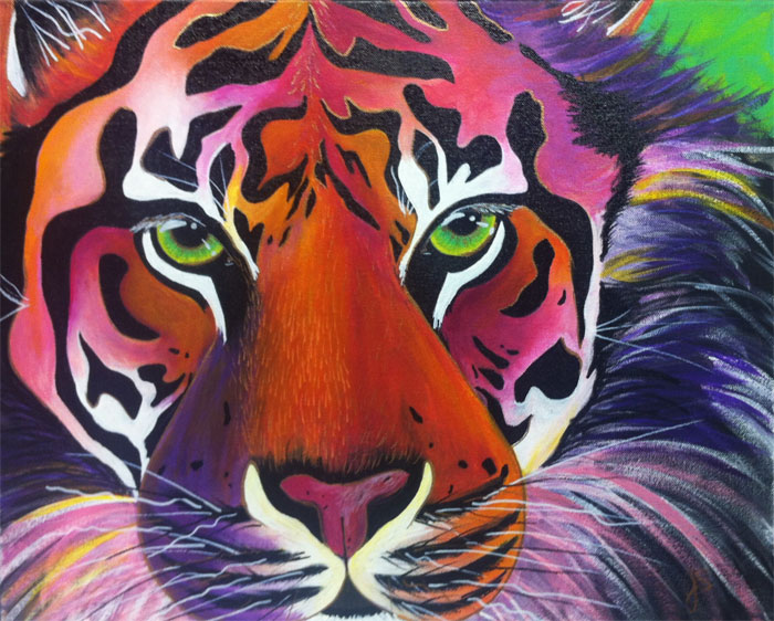 Tiger acrylic on canvas 20" x 16"