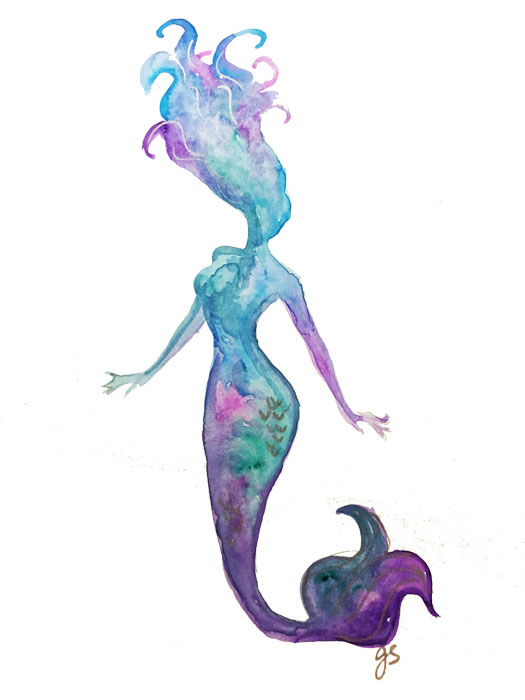 Blue Mermaid9" x 12"watercolor on paper 