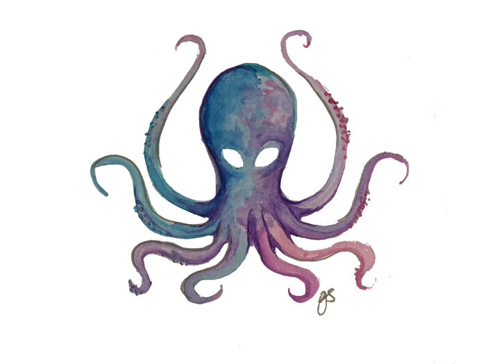 Octopus9" x 12"watercolor on paper