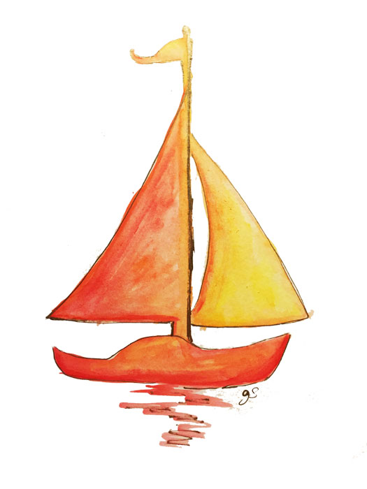 Sunset Sail9" x 12"watercolor on paper 