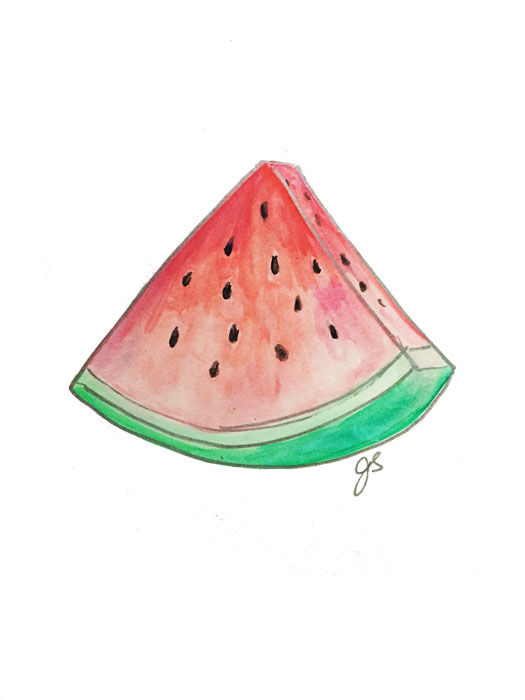 Watermelon Wedge9" x 12"watercolor on paper 